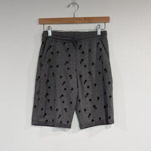 *3/$10* tag Jersey Palm Tree Print Rolled Cuff Shorts Grey Black Size 14